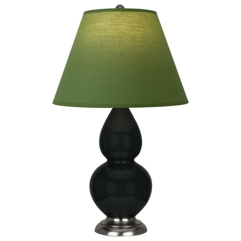 Small Double Gourd One Light Accent Lamp in Obsidian Glazed Ceramic w/Antique Silver (165|OS12G)